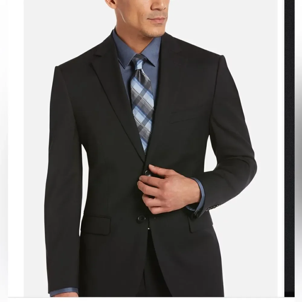 KENNETH COLE 2‎ Piece Suit Mens Jacket 42L Pants 36Wx31L Wool Solid Charcoal